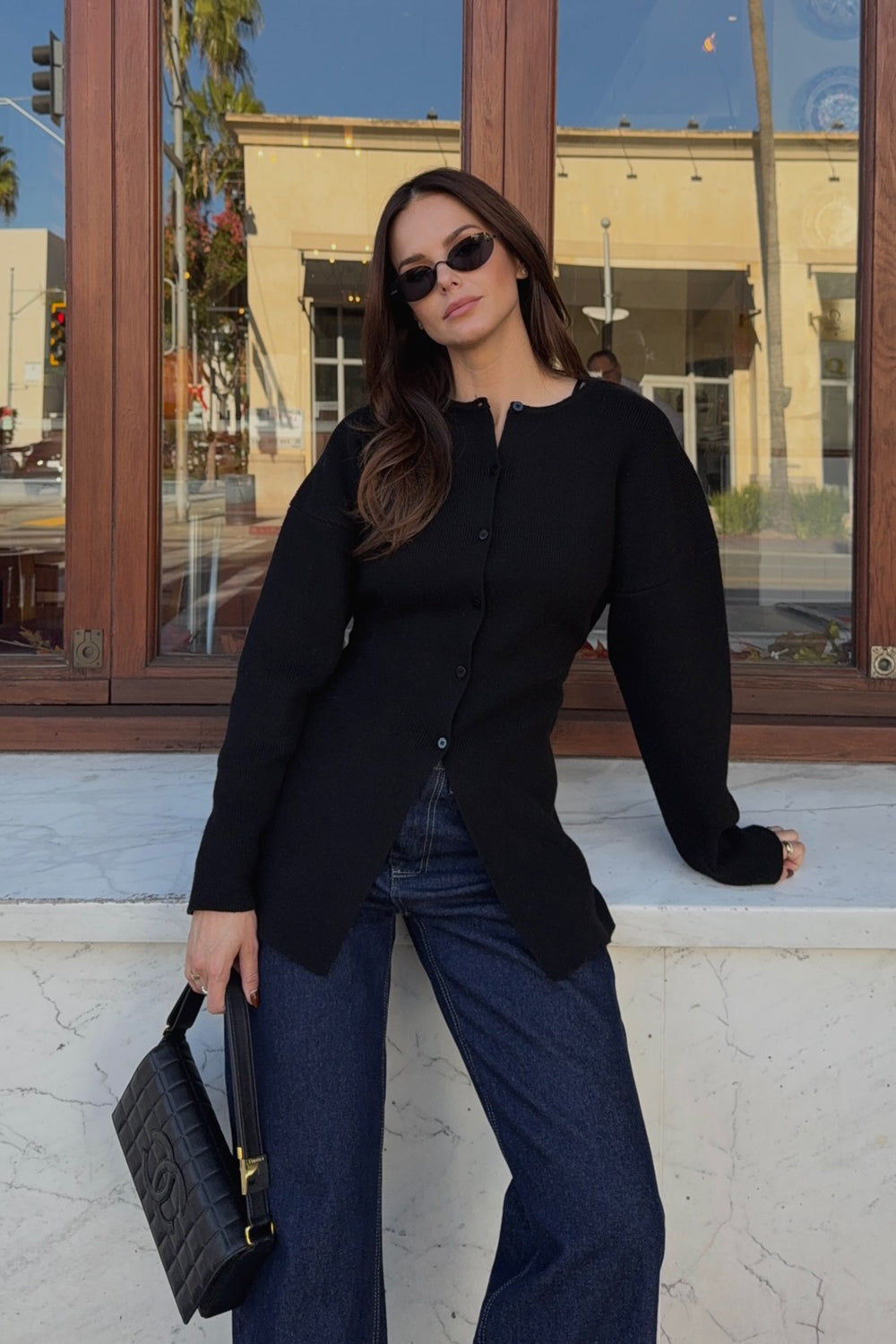 MARTHA BLACK CINCHED KNIT CARDIGAN