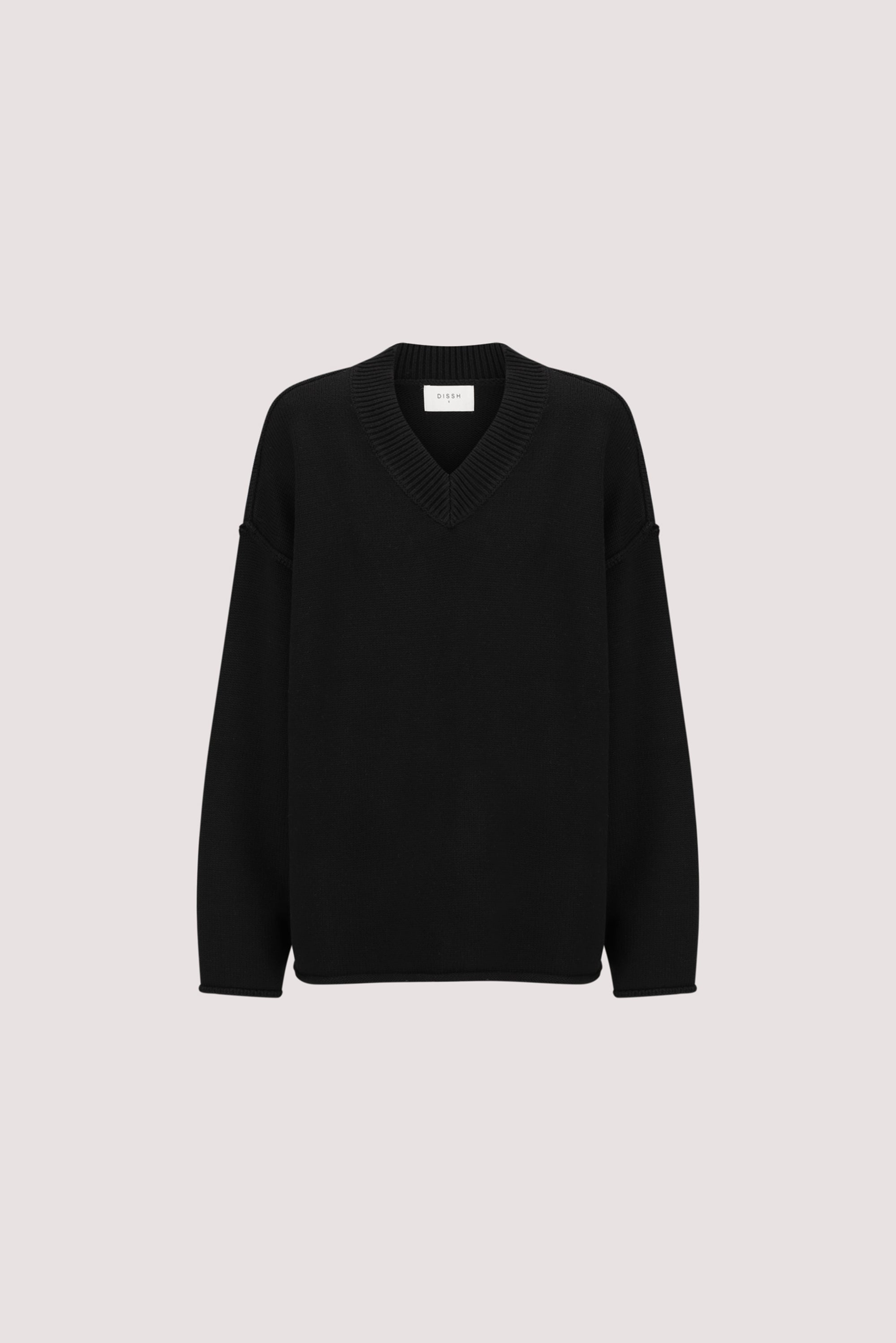FLINT BLACK V NECK KNIT JUMPER