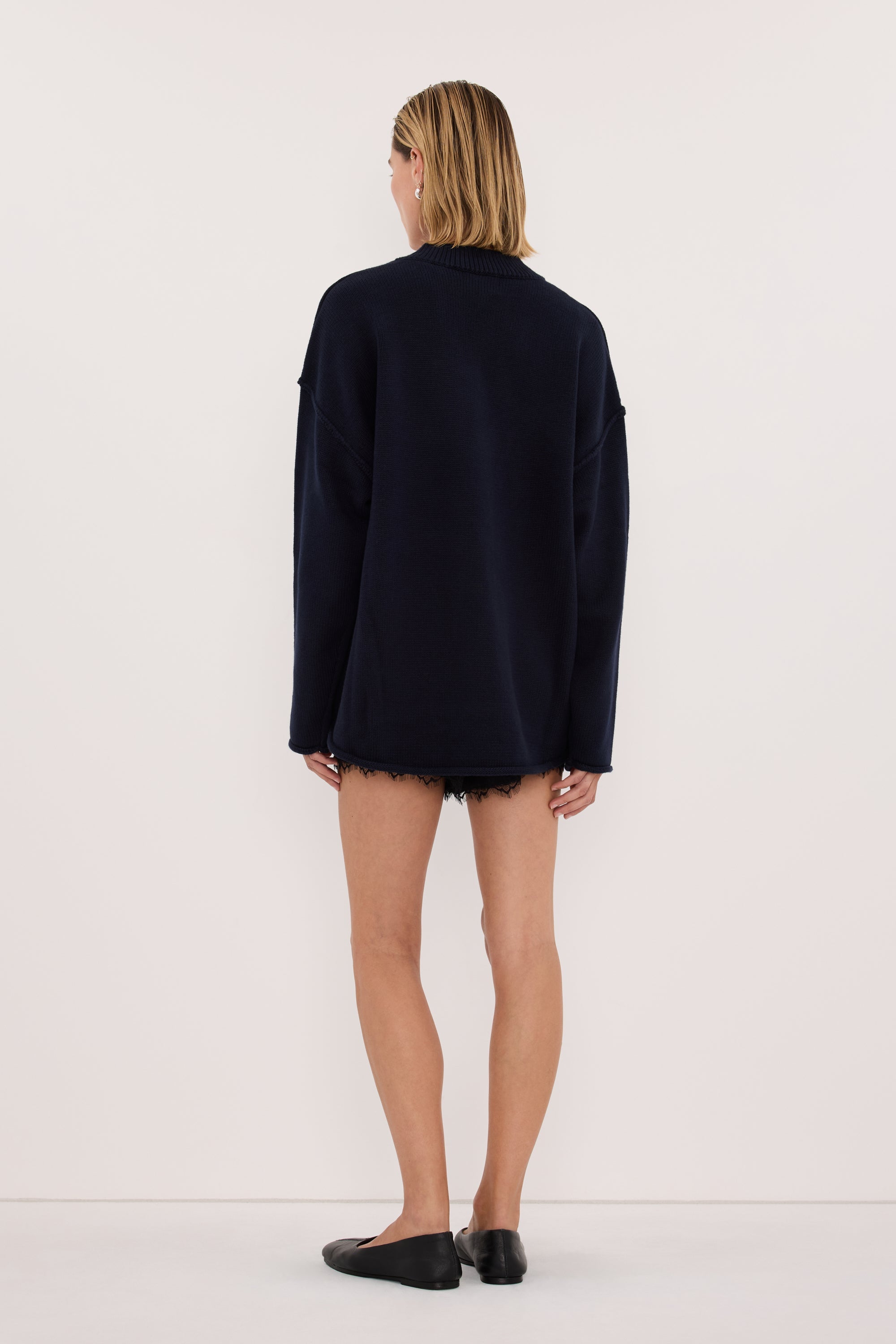FLINT INK V NECK KNIT JUMPER