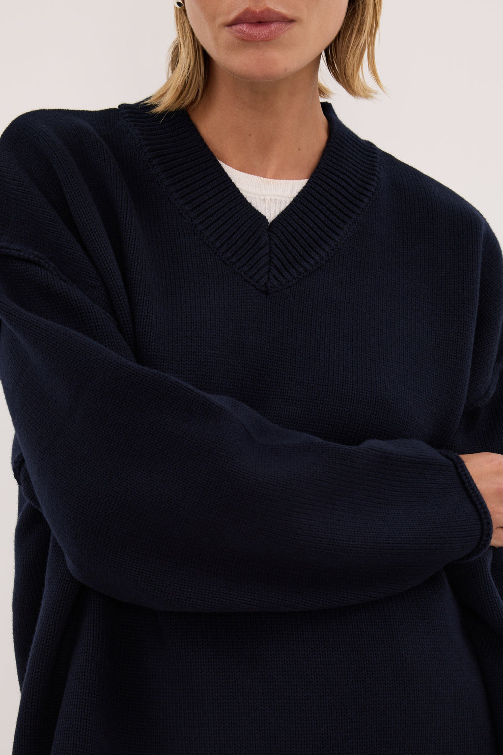 FLINT INK V NECK KNIT JUMPER