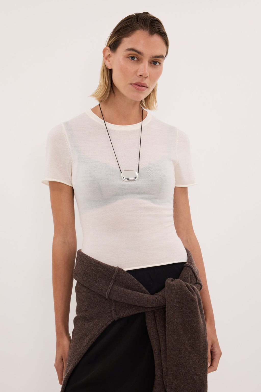 DUKE OFF WHITE MERINO KNIT BABY TEE