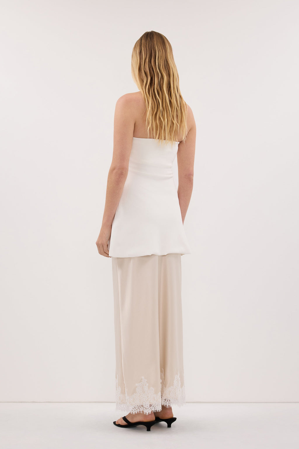 COCO OFF WHITE LONGLINE BANDEAU KNIT TOP