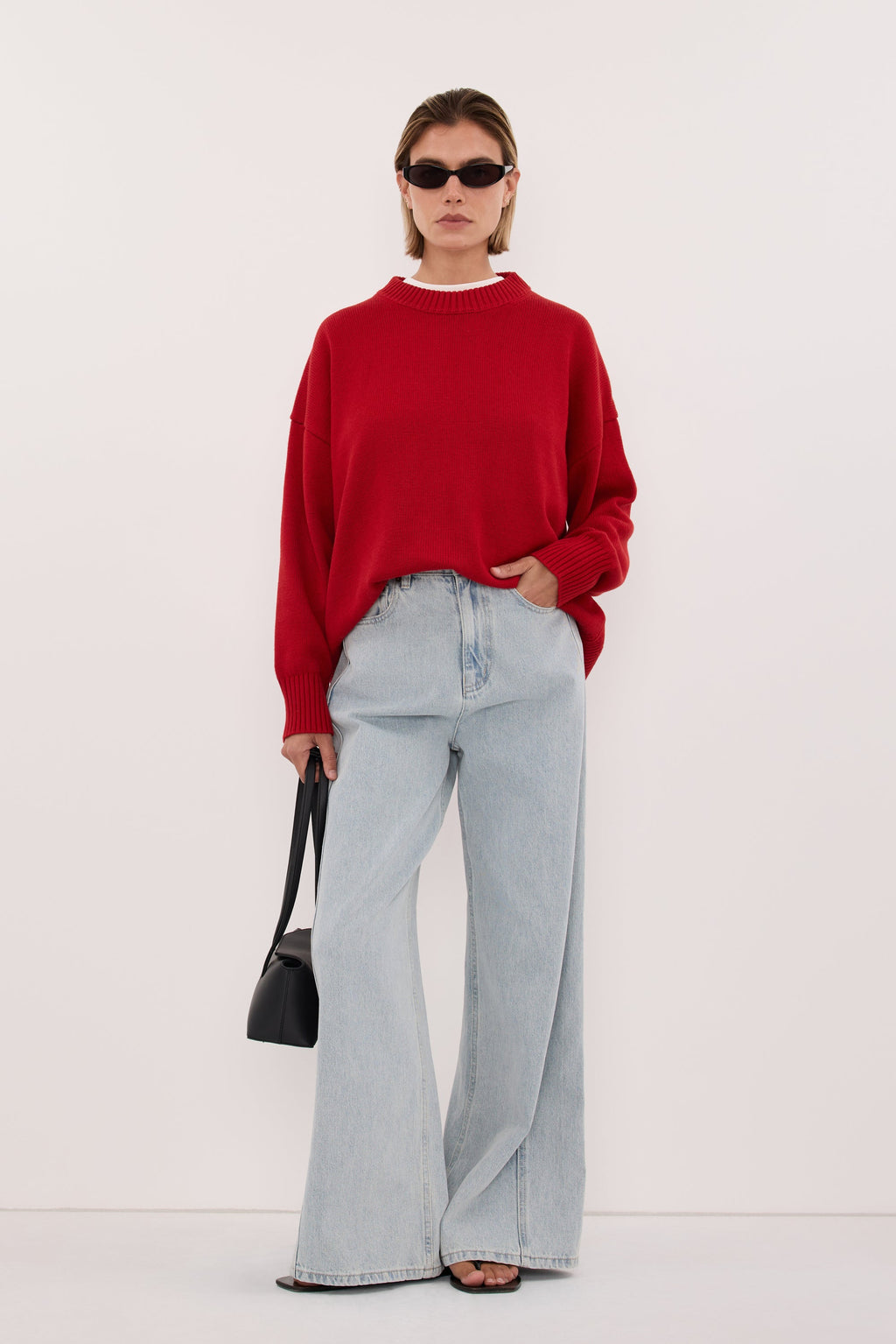 MILA BURNT RED CREW NECK KNIT JUMPER