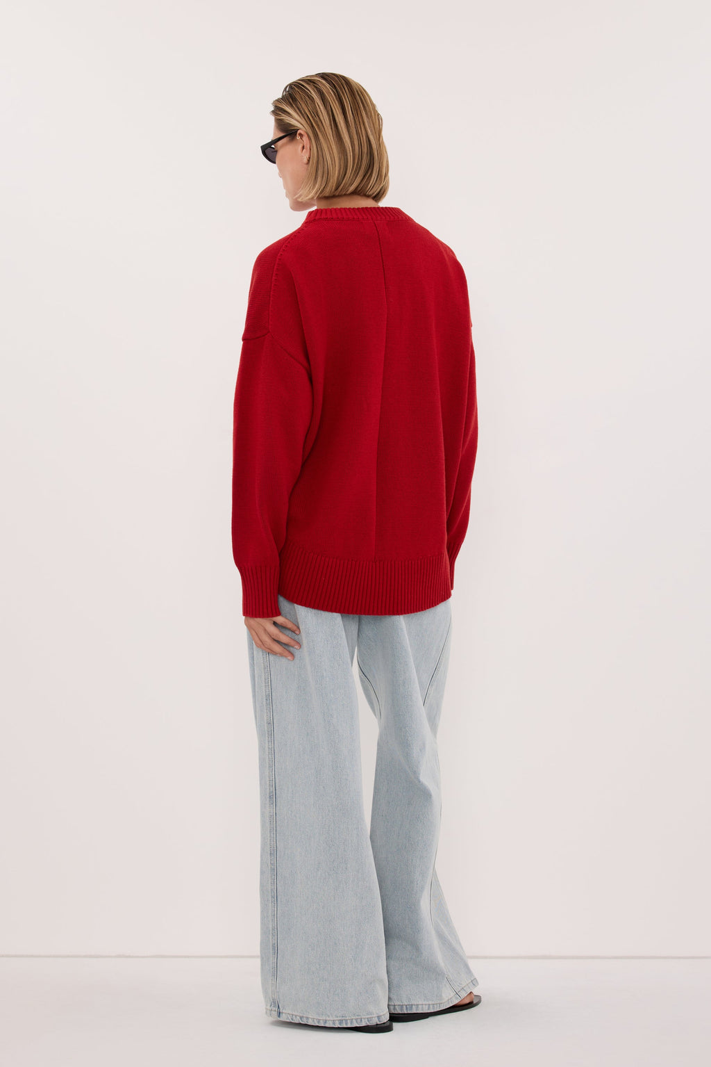 MILA BURNT RED CREW NECK KNIT JUMPER