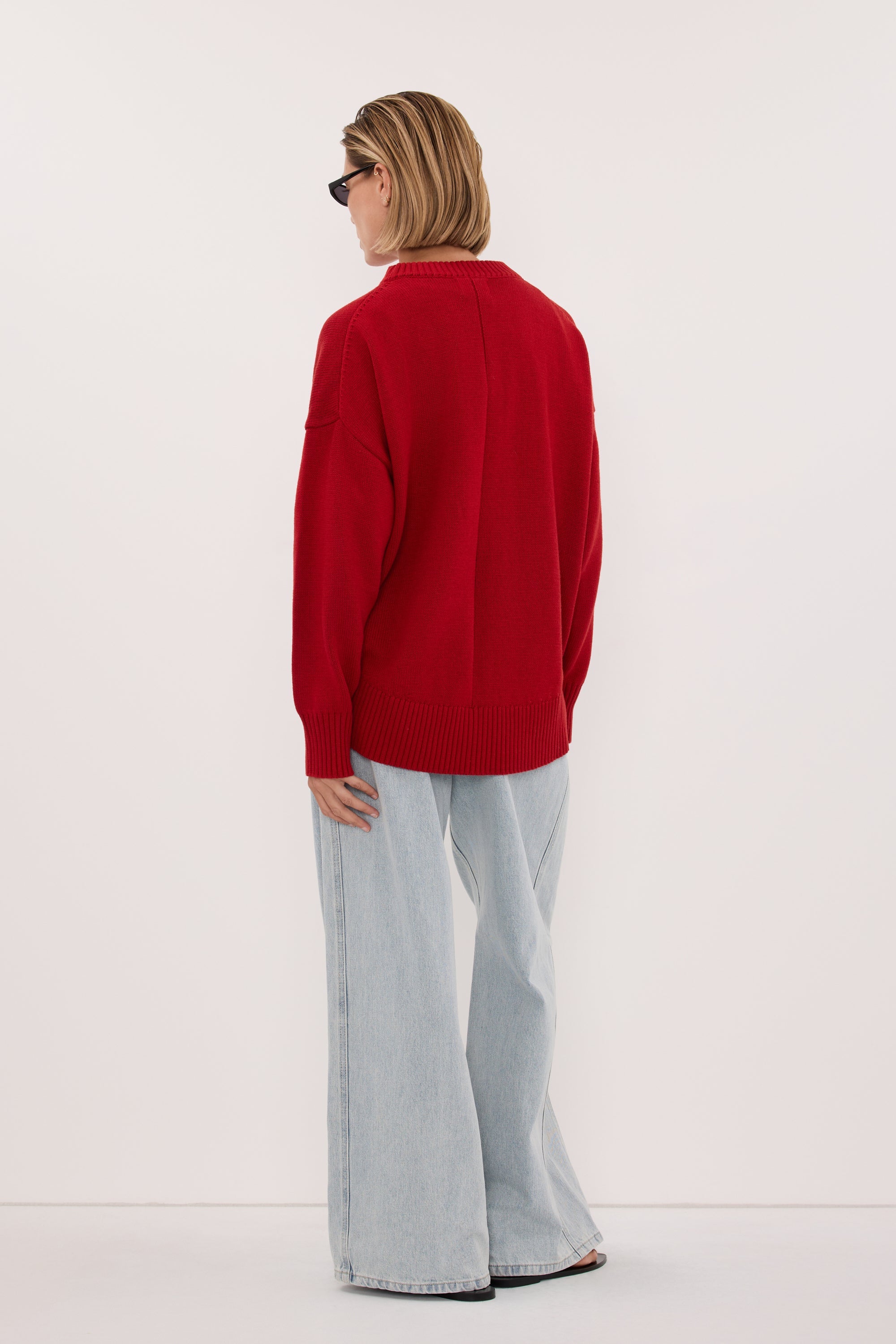 MILA BURNT RED CREW NECK KNIT JUMPER