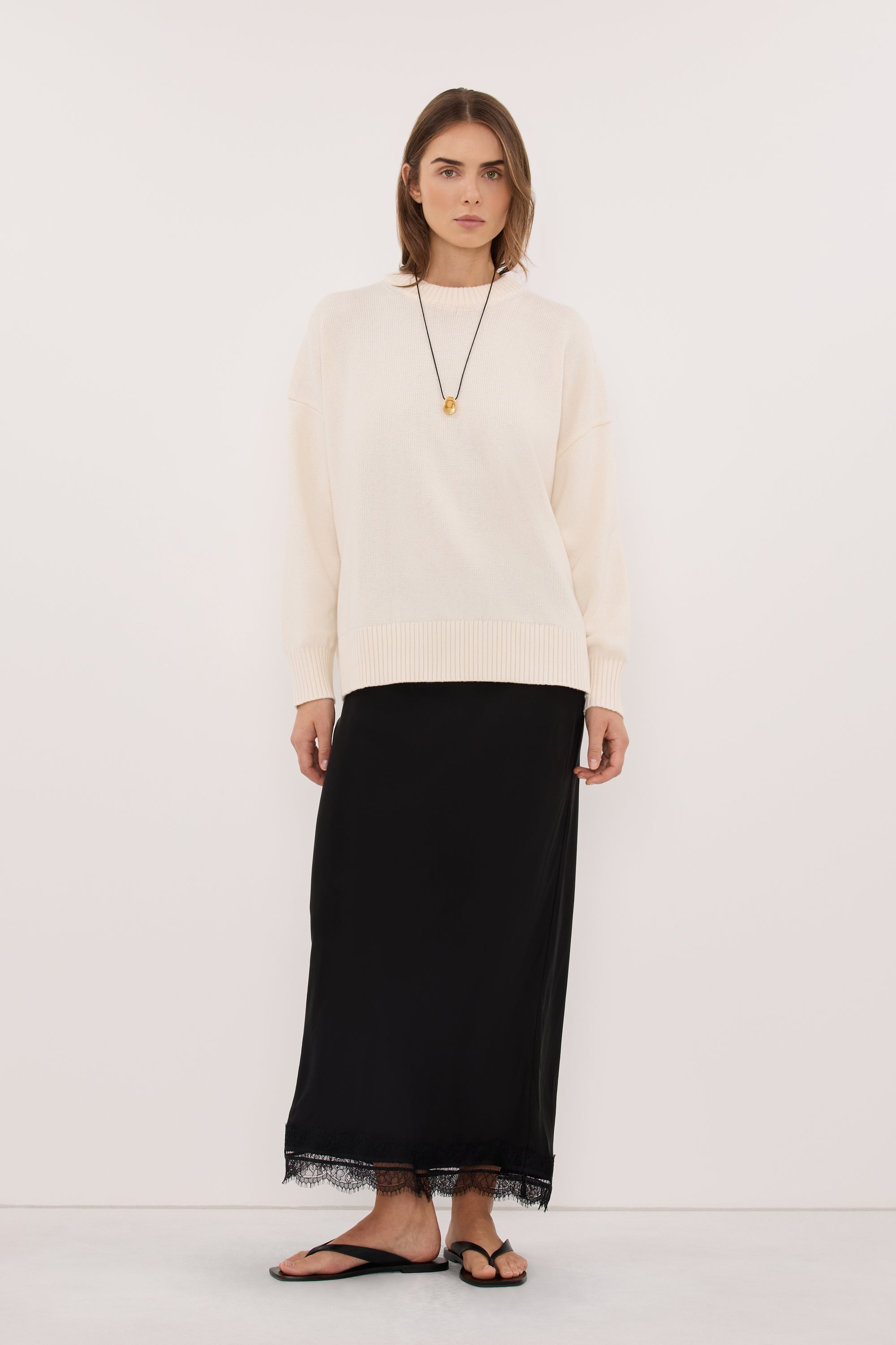 MILA CREAM CREW NECK KNIT JUMPER