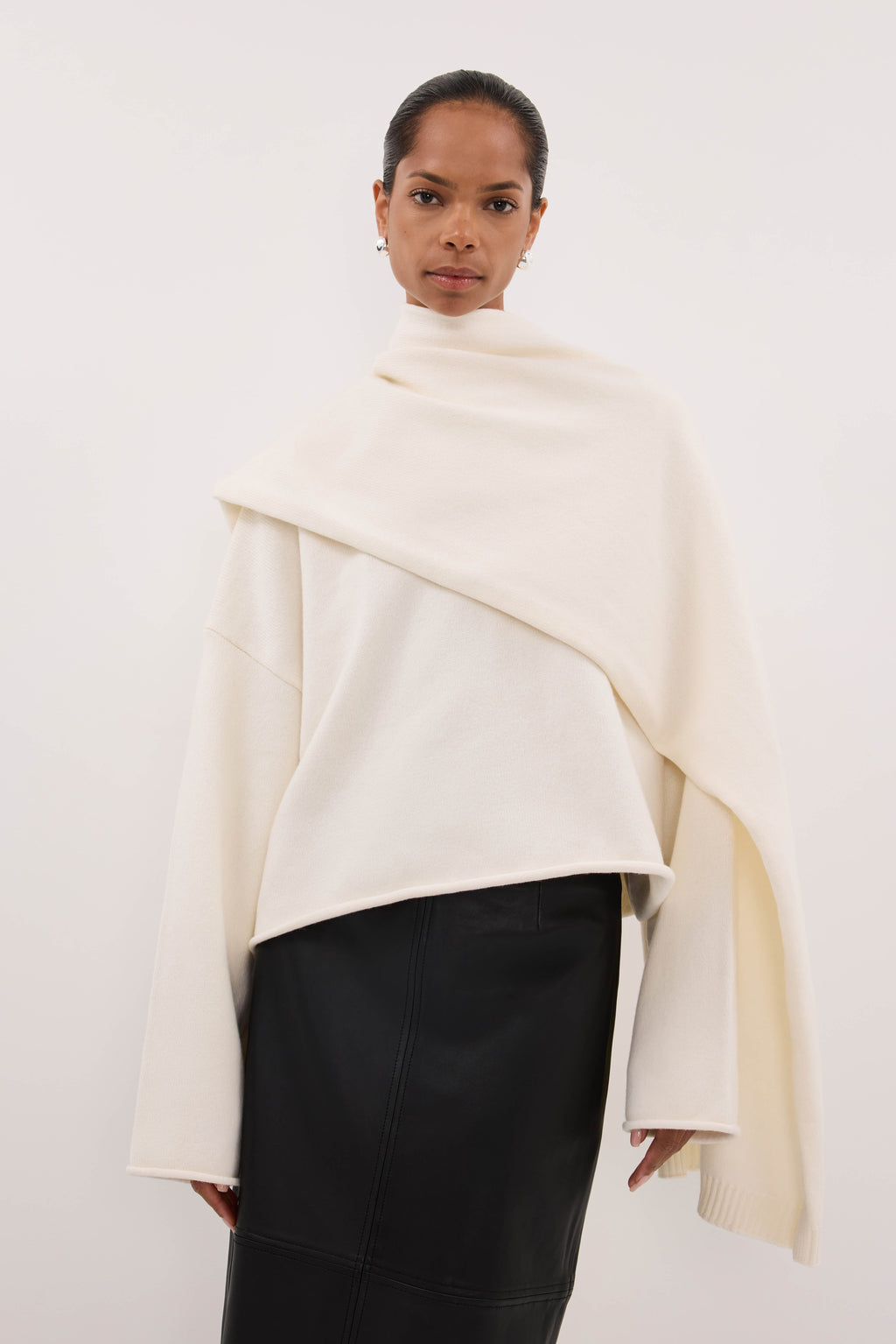 ANDIE IVORY SCARF KNIT JUMPER
