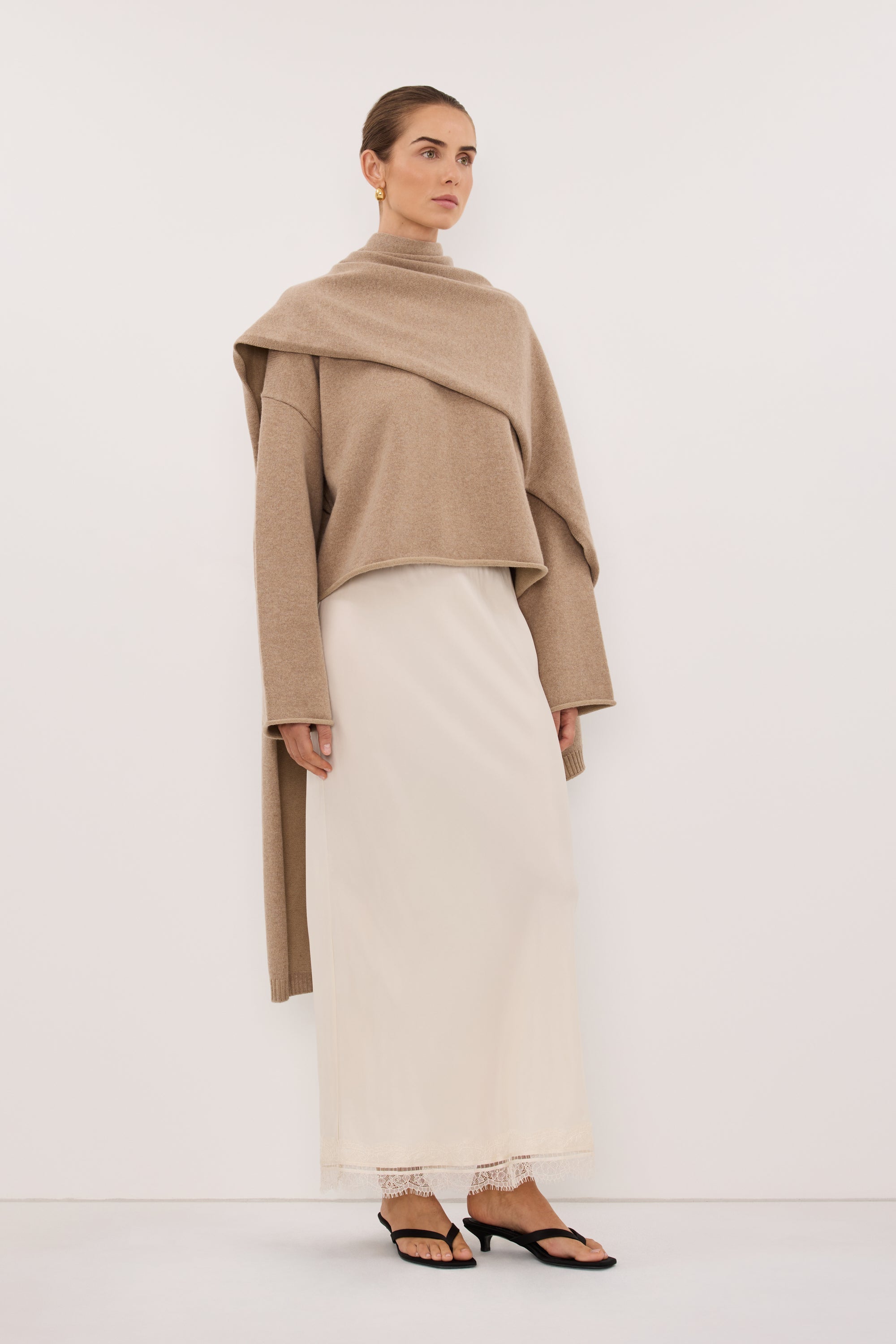 ANDIE OAT SCARF KNIT SWEATER