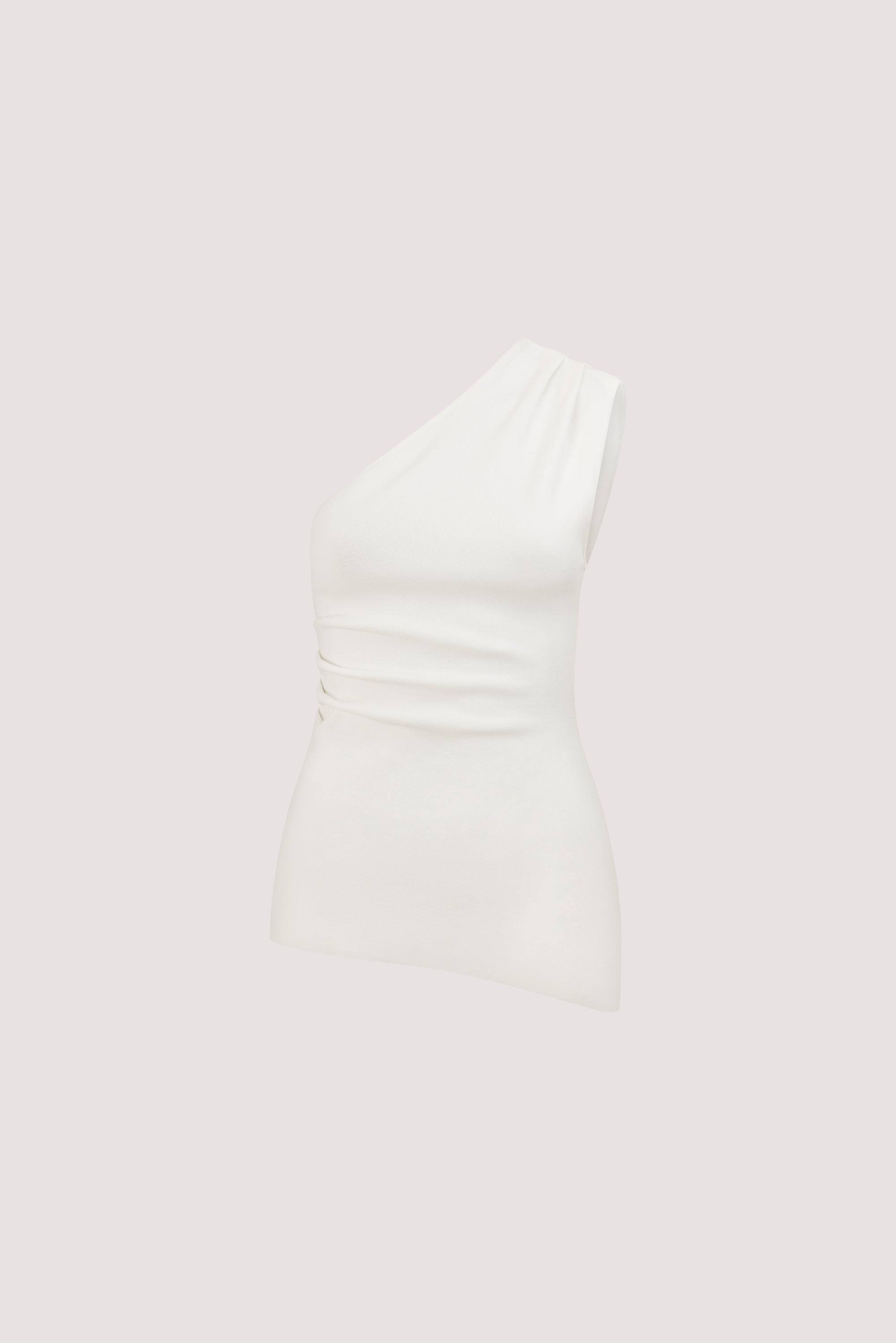 BRYNN OFF WHITE ONE SHOULDER KNIT TOP
