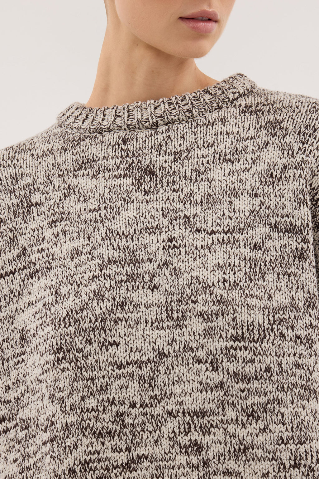 JETT CHOC MARLE LONGLINE KNIT JUMPER