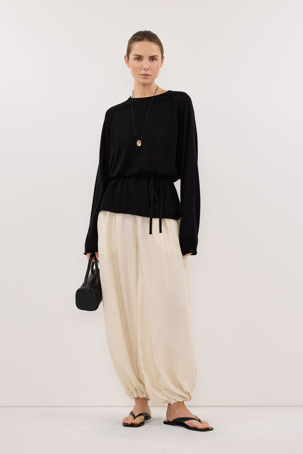 DUKE BLACK TIE MERINO KNIT TOP