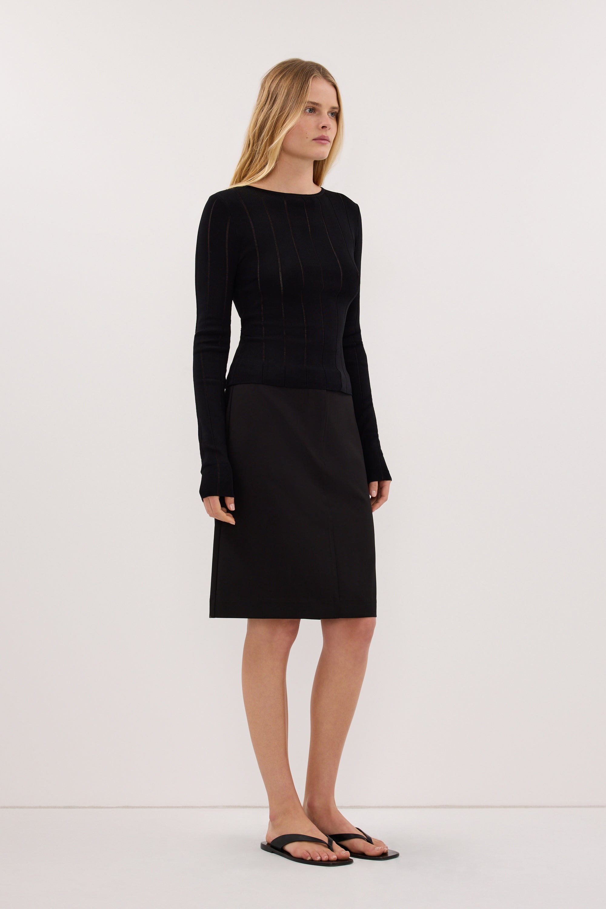 RIDLEY BLACK RIB KNIT TOP