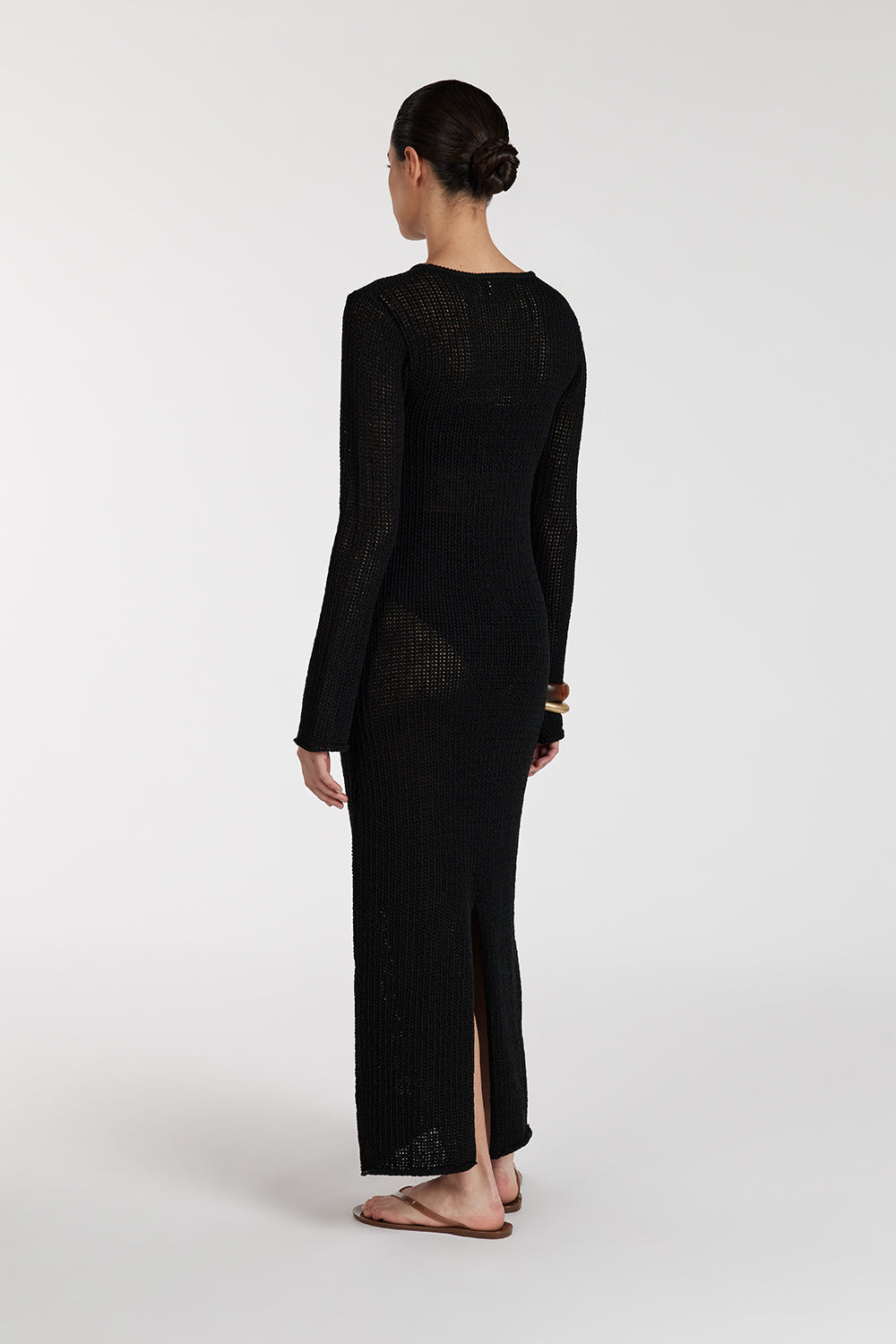 MARGOT BLACK CREW NECK MIDI DRESS