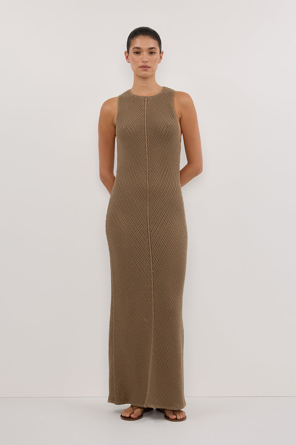 BLOOM OLIVE CROCHET MAXI DRESS