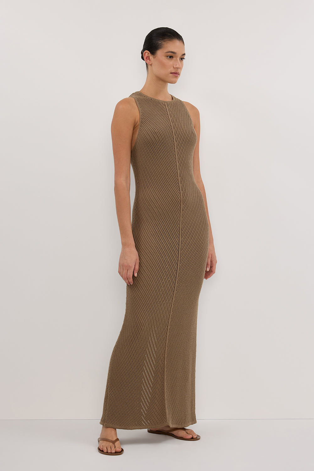 BLOOM OLIVE CROCHET MAXI DRESS