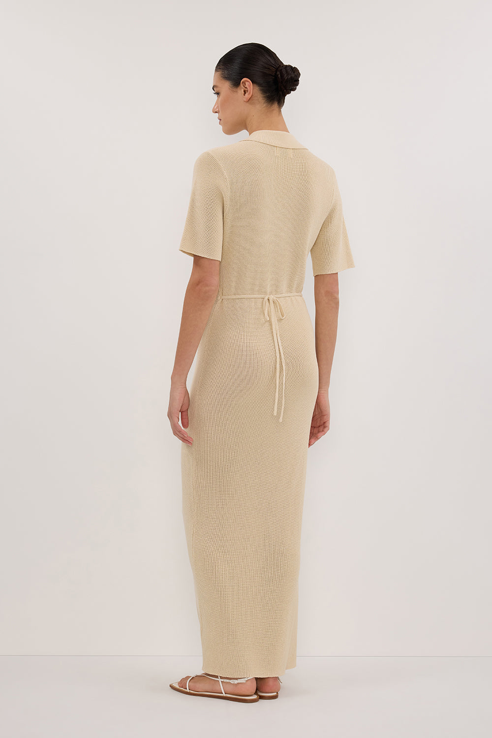 LIAM NATURAL KNIT POLO MAXI DRESS