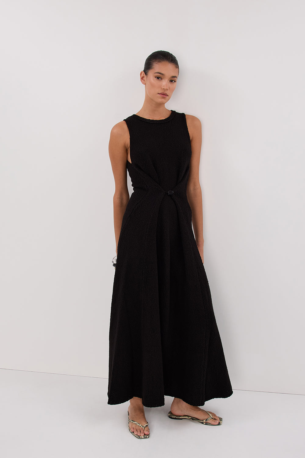 SUE BLACK KNIT MAXI DRESS