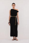 KARA BLACK KNIT SLEEVELESS MIDI DRESS