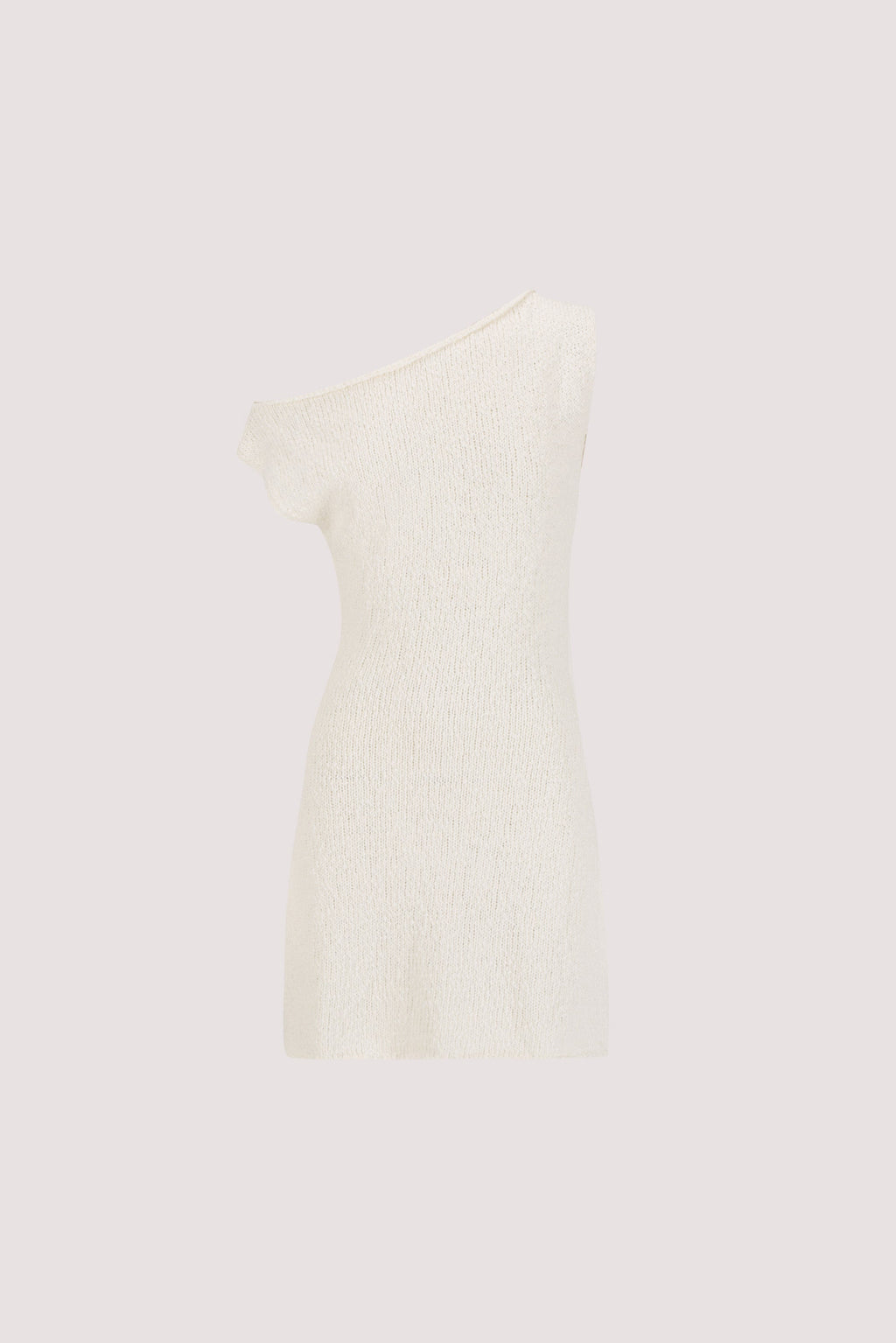 DINA OFF WHITE ASYM KNIT MINI DRESS