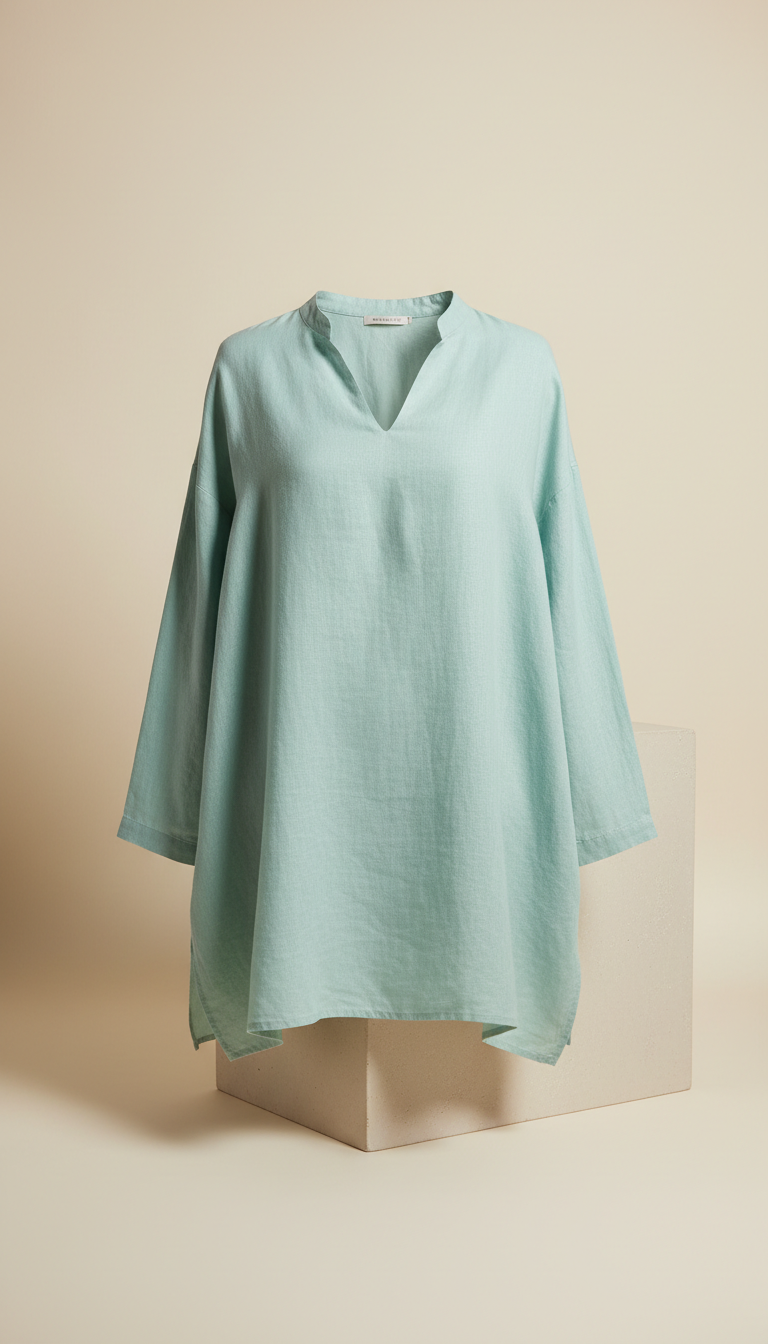The Linen V-Neck Tunic in Sage
