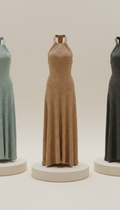 The Textured Halter Maxi Dress in Oatmeal