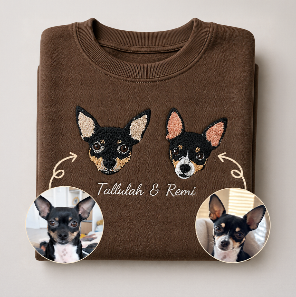 Custom Pet Embroidered Icon Stitch Crewneck Sweatshirt