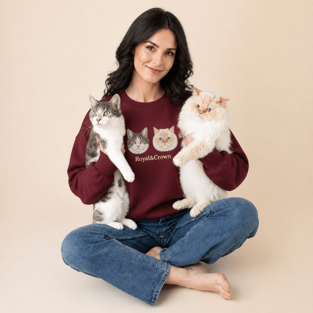 Custom Pet Embroidered Icon Stitch Crewneck Sweatshirt